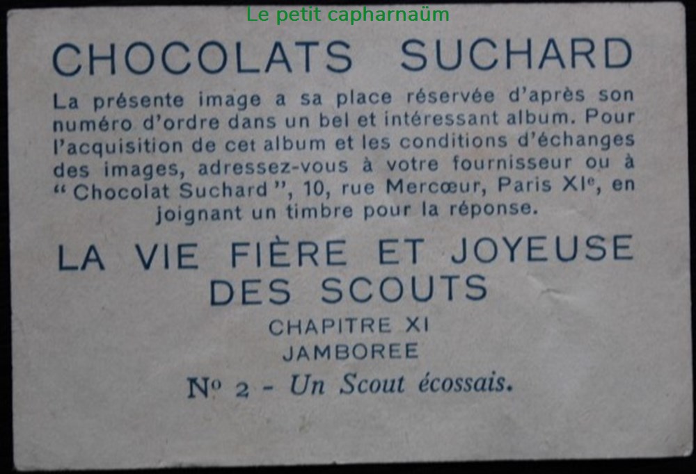 Image / Chromo - La vie fière et joyeuse des scouts - XI-02 - Un scout écossais documents anciens chromos images alimentaires image chromo la vie fiere et joyeuse des scouts xi 02 un scout ecossais
