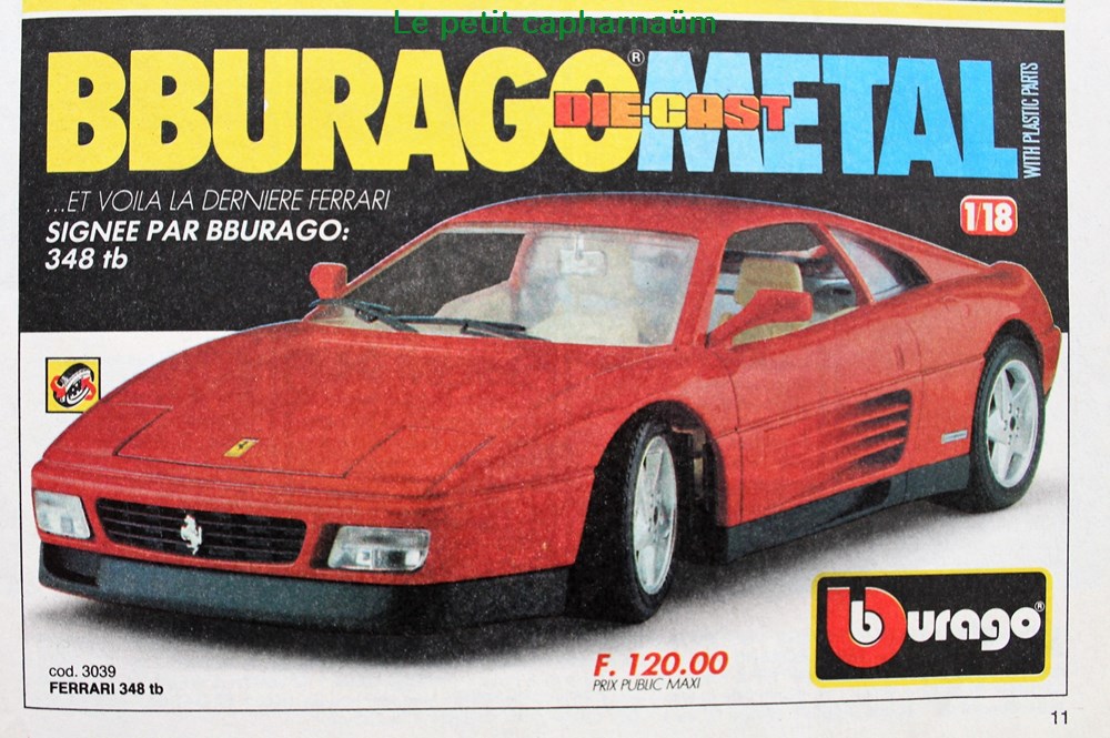 Publicité - BBURAGO - Ferrari 348 tb - 1985 documents anciens publicites publicite bburago ferrari 348 tb 1985