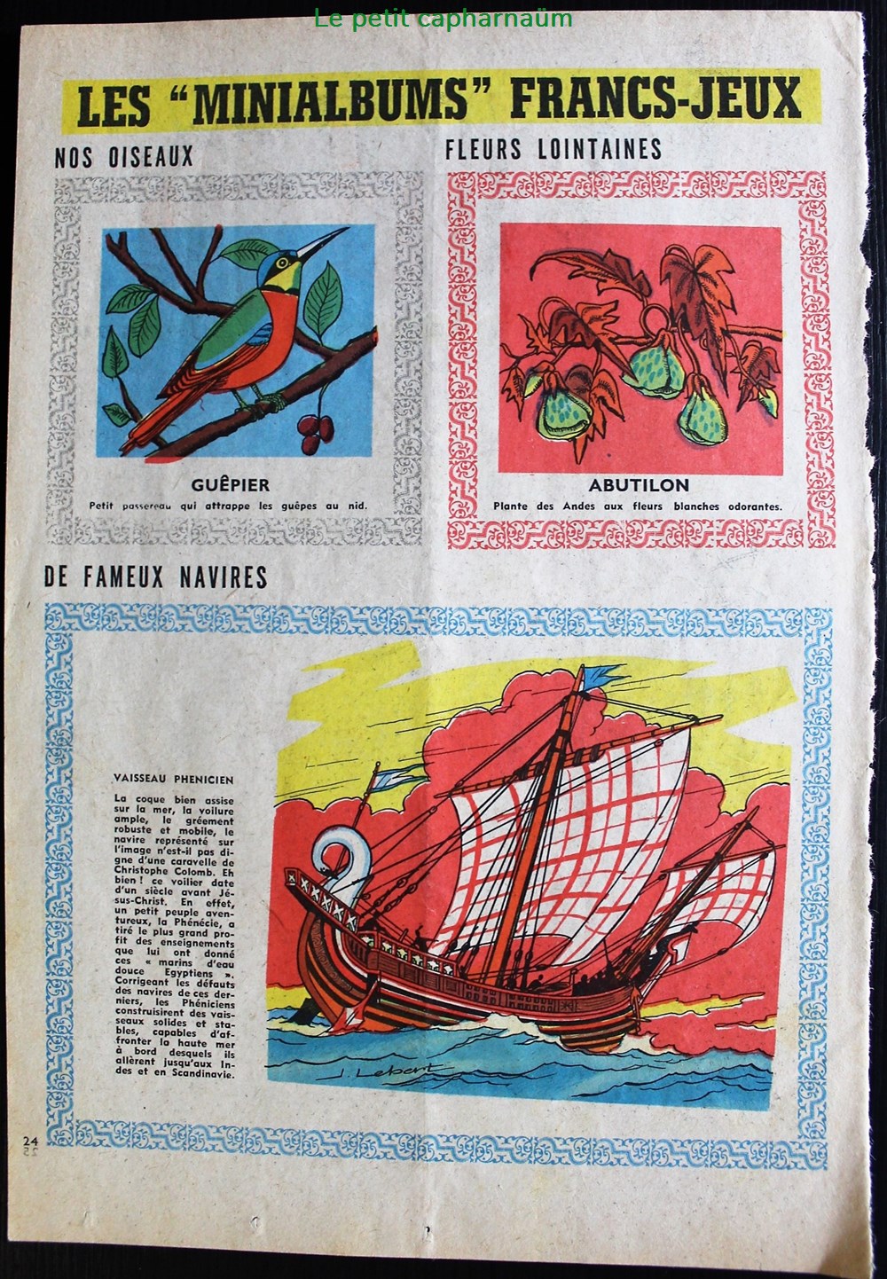 Mini-albums Francs Jeux - Planches Oiseaux / Fleurs lointaines / Fameux navires - Série 1 2 documents anciens chromos images mini albums francs jeux planches oiseaux fleurs lointaines fameux navires serie 1