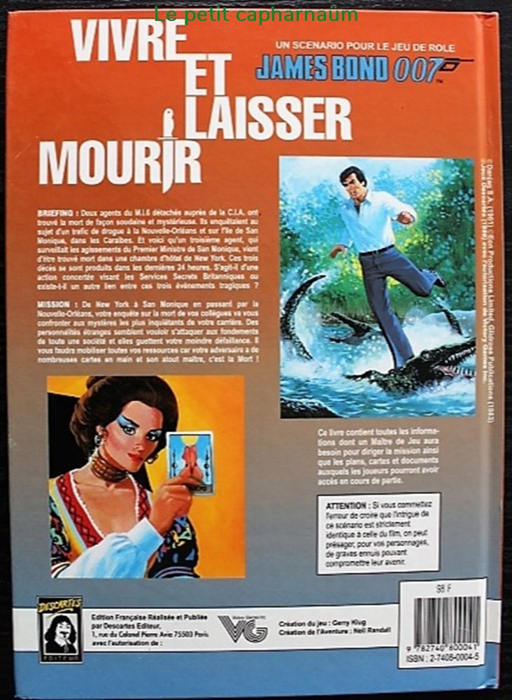 Jeu de rôle - James Bond 007 - Vivre et laisser mourir jeux societe jouets roles jeu de role james bond 007 vivre et laisser mourir