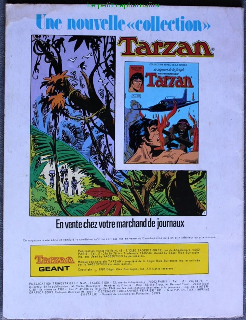 livres bd revues bandes dessinees tarzan geant 3eme serie sagedition 45 fevrier 1981