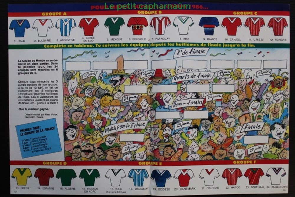 Encart central - Coupe du monde de Football de 1986 documents anciens planches plans techniques encart central coupe du monde de football de 1986