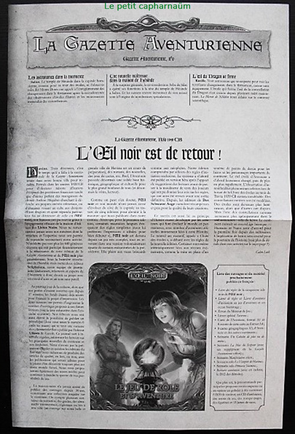 jeux societe jouets roles jeu de role oeil noir 5 l la gazette aventurienne n 0