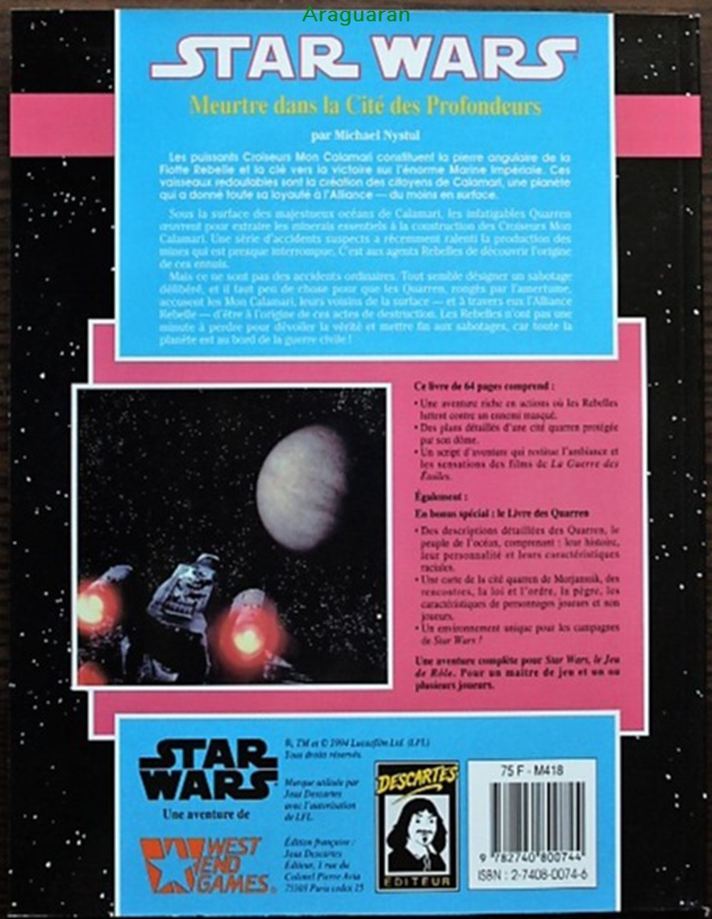 Jeu de rôle - Star wars D6 - Meurtre dans la cité des profondeurs jeux societe jouets roles jeu de role star wars d6 meurtre dans la cite des profondeurs