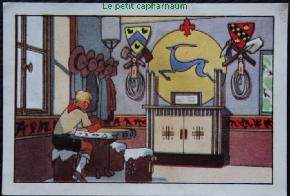 Image / Chromo - La vie fière et joyeuse des scouts - V-07 - Un coin de patrouille documents anciens chromos images alimentaires image chromo la vie fiere et joyeuse des scouts v 07 un coin de patrouille
