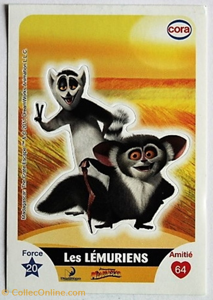 Dreamworks Cora 2011 - S055 - Madagascar - Les lémuriens jeux jouets jeu de carte collectionner dreamworks cora 2011 s055 madagascar les lemuriens