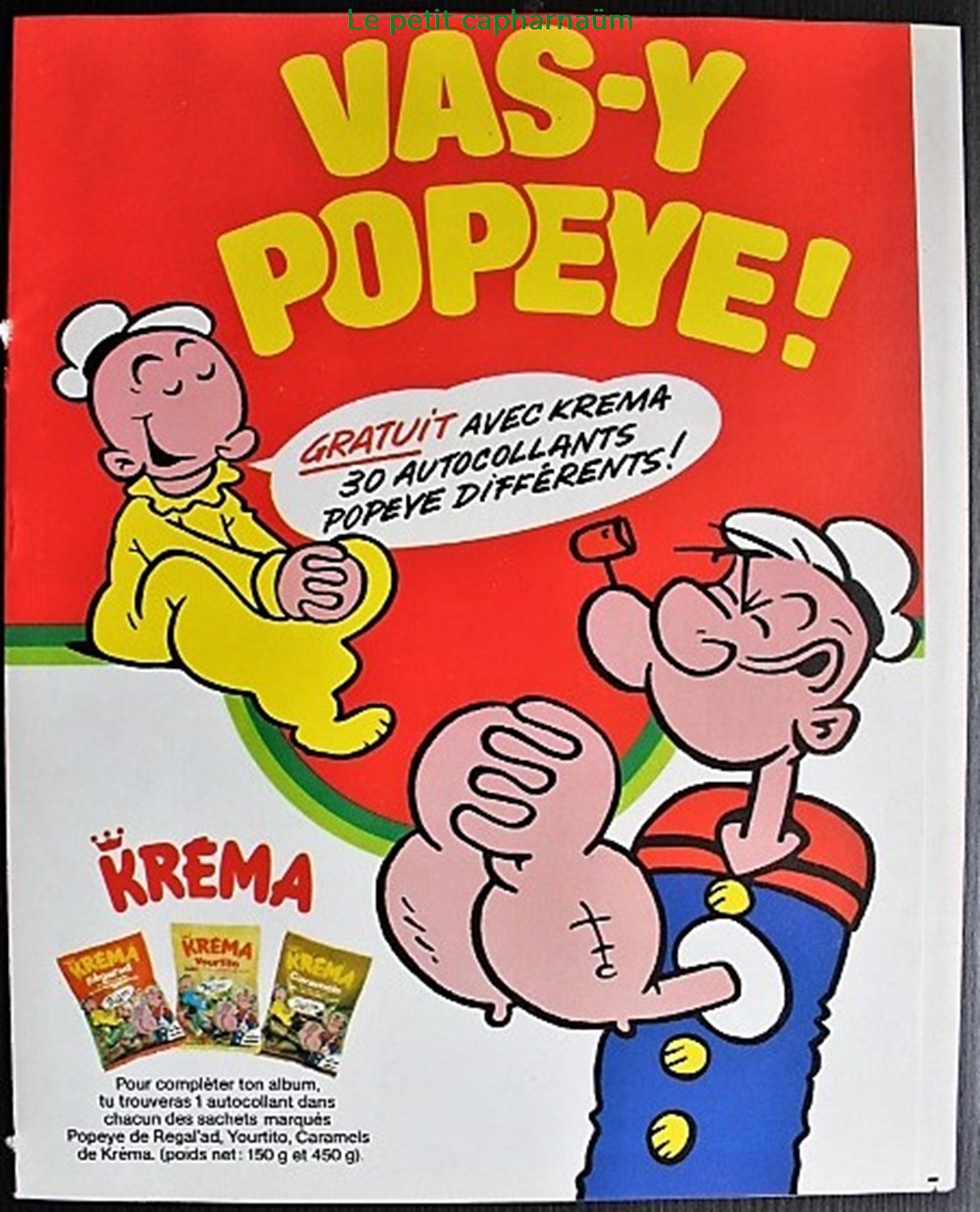 Album Publicitaire Collecteur de vignettes autocollantes Popeye - Bonbons Kréma 1981 livres bd revues album publicitaire collecteur de vignettes autocollantes popeye bonbons krema 1981