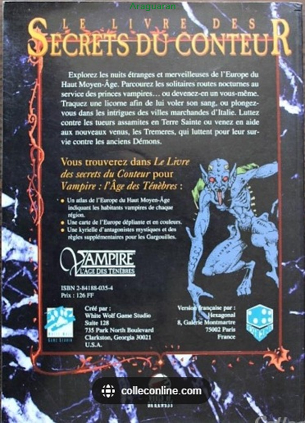 jeux societe jouets roles jeu de role vampire livre des secrets du conteur le