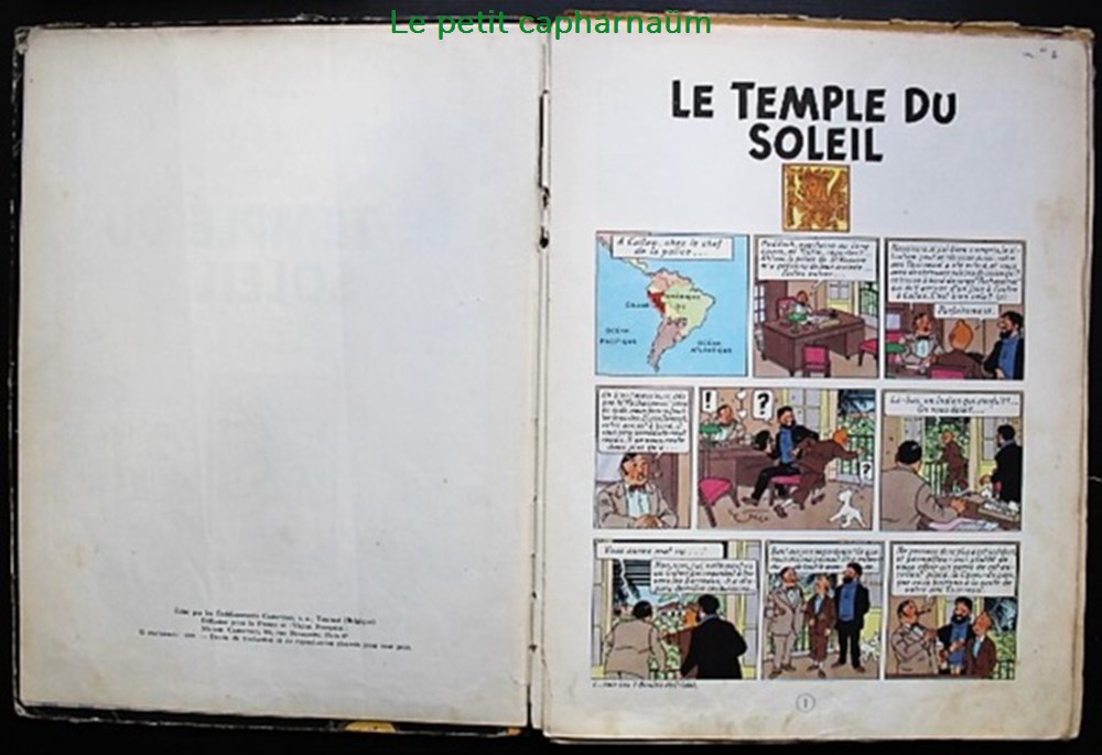 Tintin - 14 - Le temple du soleil - Rééd. 1958 - B26 4 livres bd revues bandes dessinees tintin 14 le temple du soleil reed 1958 b26