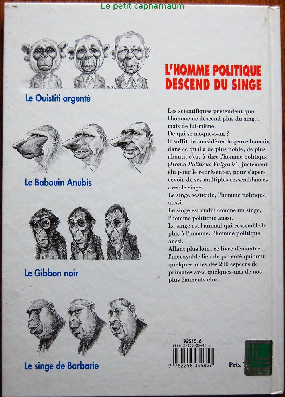 Homme politique descend du singe (L') - Hors Collection 1992 livres bd revues homme politique descend du singe l hors collection 1992