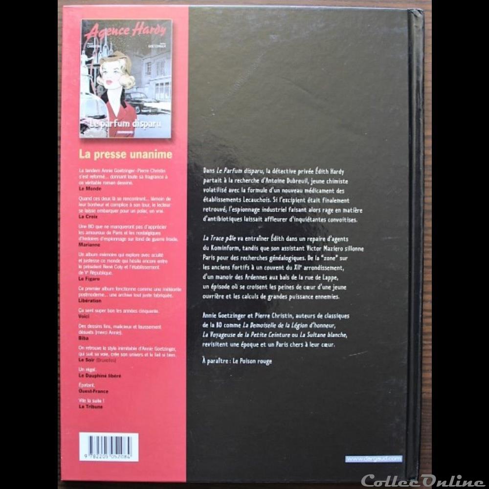 Album - Agence Hardy - 02 - La trace pâle - EO 2002 Dédicacée 2 livres bd revues bandes dessinees album agence hardy 02 la trace pale eo 2002 dedicacee