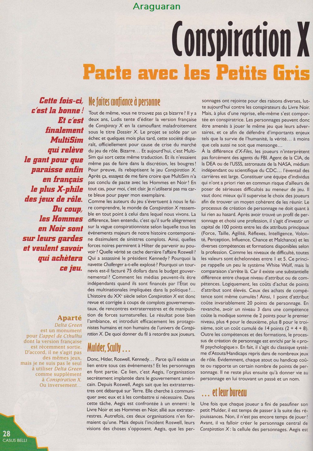 Critique de jeu - Conspiration X jeux societe jouets roles critique de jeu conspiration x