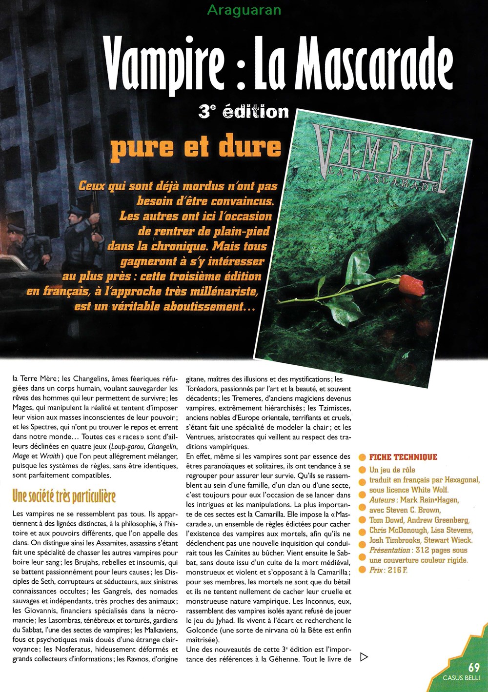 Critique de jeu - Vampire, la Mascarade (3e édition) jeux societe jouets roles critique de jeu vampire la mascarade 3e edition
