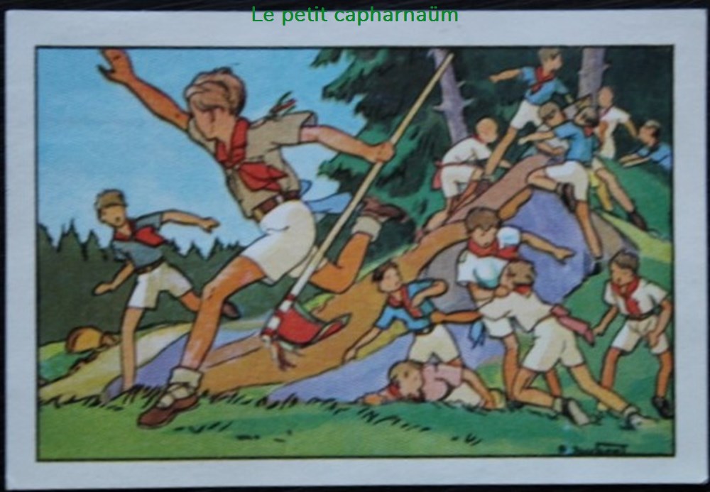 Image / Chromo - La vie fière et joyeuse des scouts - VI-08 - Un grand jeu documents anciens chromos images alimentaires image chromo la vie fiere et joyeuse des scouts vi 08 un grand jeu