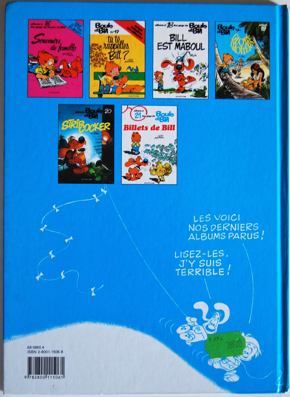 Boule et Bill - 21 - Billets de Bill - Rééd. 1993 livres bd revues bandes dessinees boule et bill 21 billets de bill reed 1993