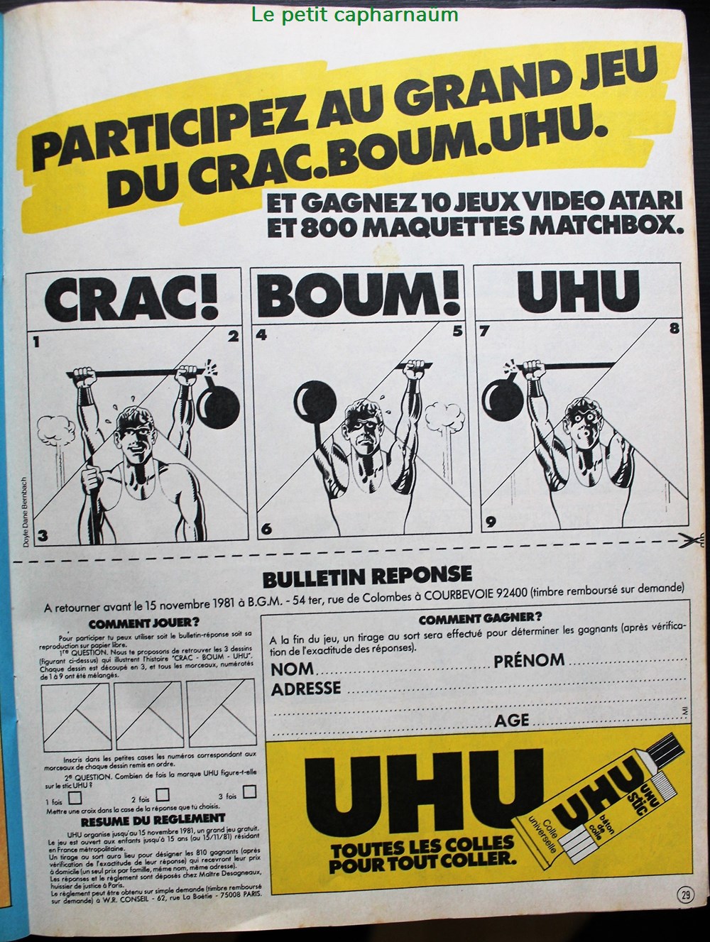 documents anciens publicites publicite uhu concours 1981