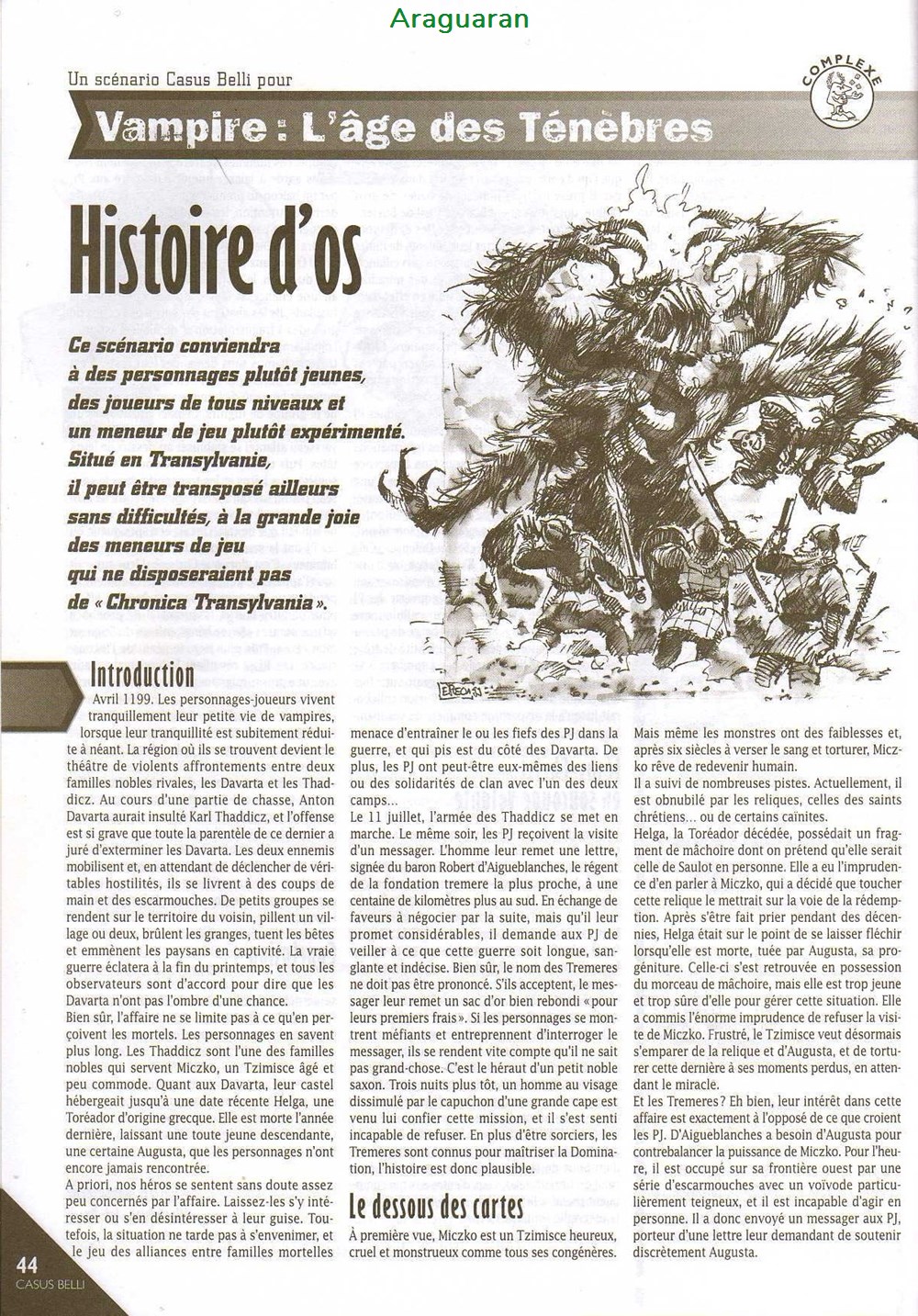 Scénario - Vampire, l'âge des ténèbres - Histoire d'os jeux societe jouets roles scenario vampire age des tenebres histoire os