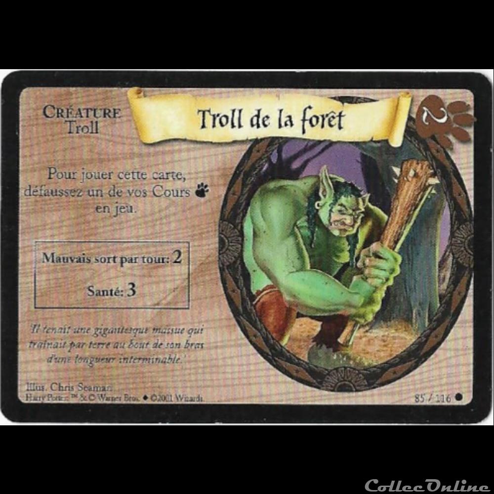 jeux jouets jeu carte collectionner tcg harry potter set de base 085 troll de la foret commune