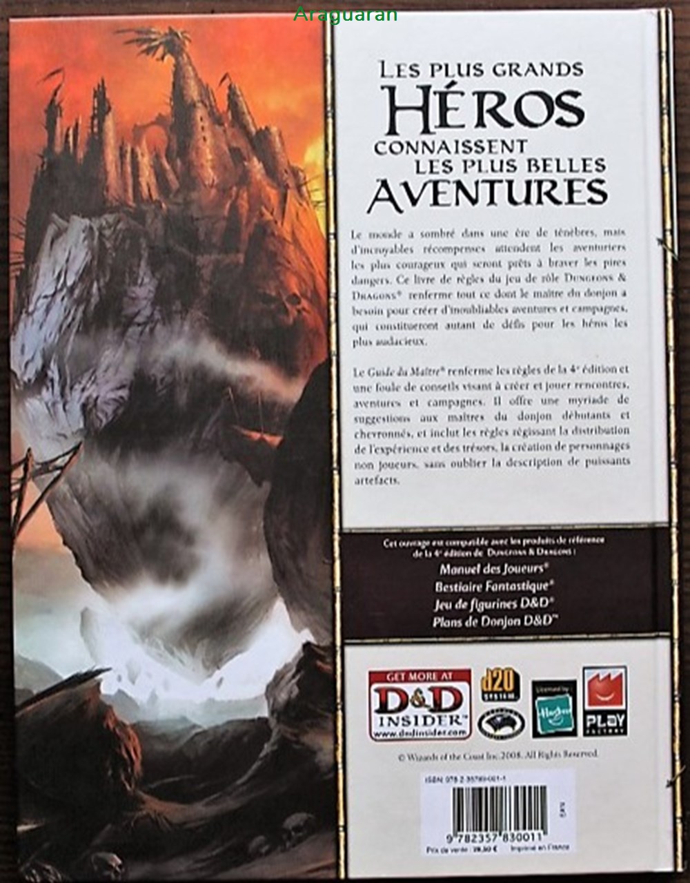 Jeu de rôle - D&D4 - Guide du maître jeux societe jouets roles jeu de role d d4 guide du maitre