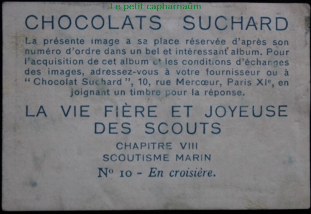 Image / Chromo - La vie fière et joyeuse des scouts - VIII-10 - En croisière documents anciens chromos images alimentaires image chromo la vie fiere et joyeuse des scouts viii 10 en croisiere