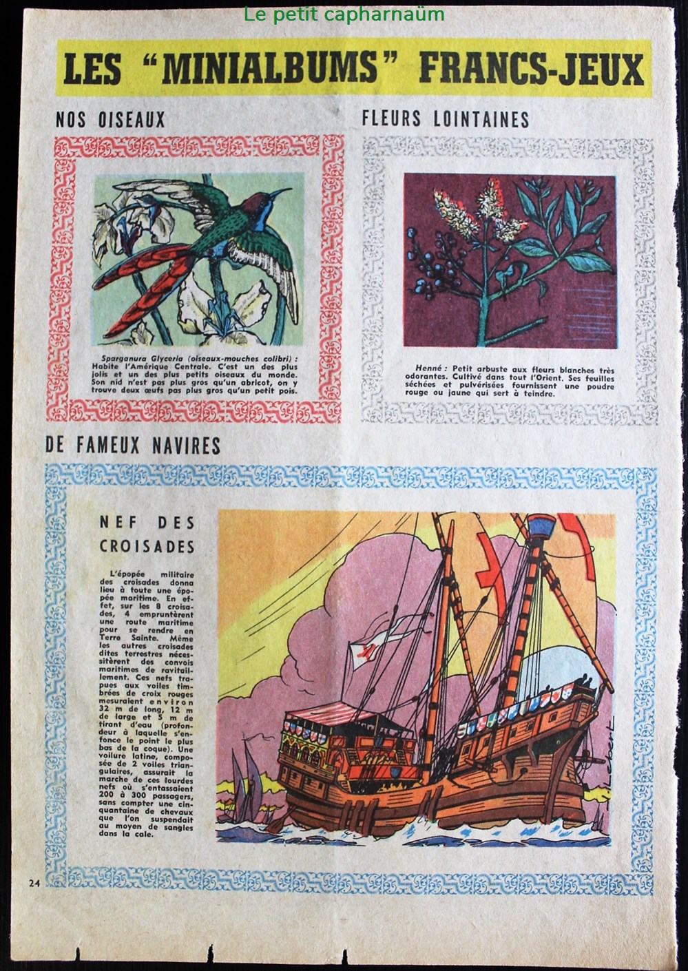 Mini-albums Francs Jeux - Planches Oiseaux / Fleurs lointaines / Fameux navires - Série 1 7 documents anciens chromos images mini albums francs jeux planches oiseaux fleurs lointaines fameux navires serie 1