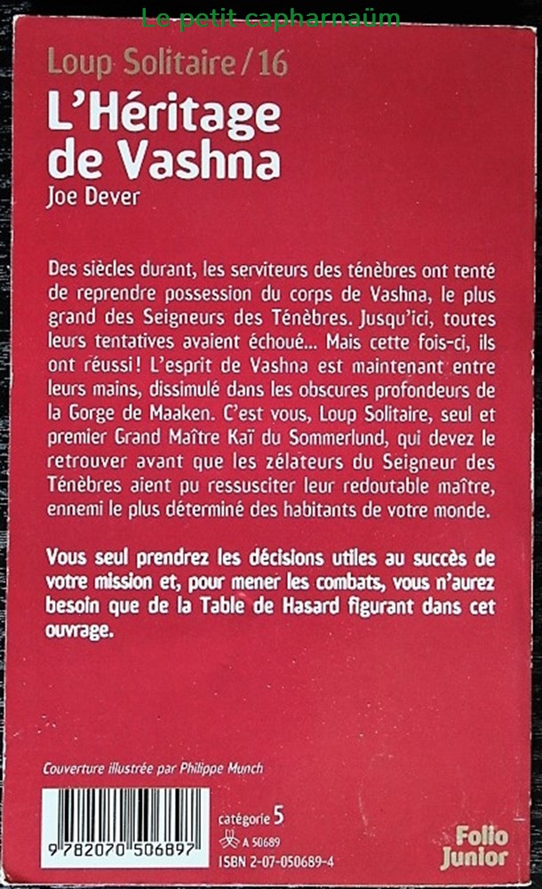 jeux societe jouets livre dont vous etes le heros ldvelh loup solitaire 16 heritage de vashna