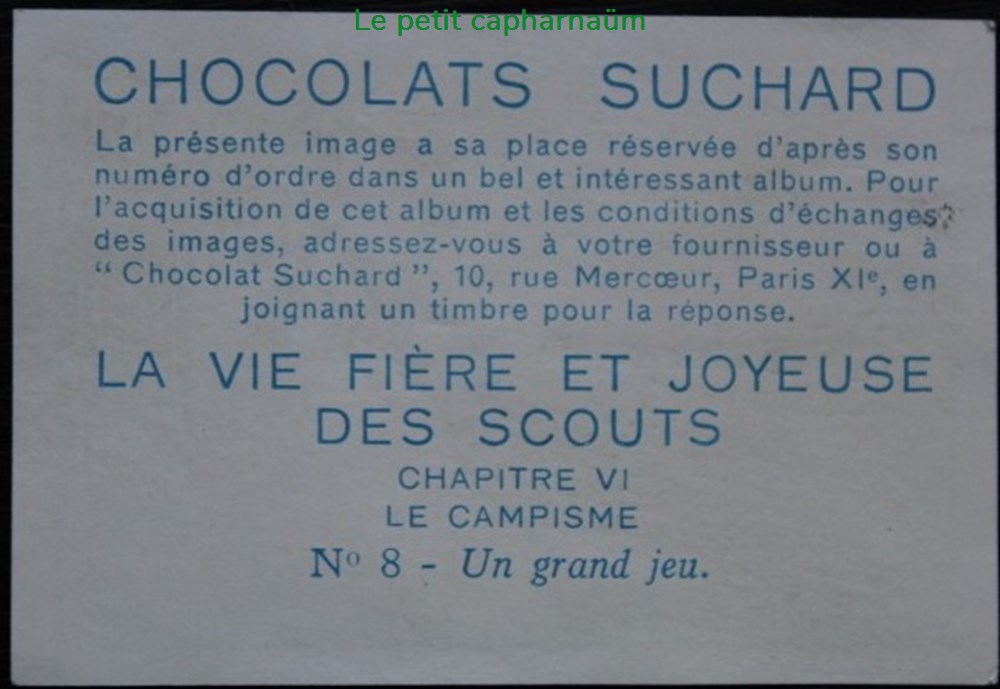 Image / Chromo - La vie fière et joyeuse des scouts - VI-08 - Un grand jeu documents anciens chromos images alimentaires image chromo la vie fiere et joyeuse des scouts vi 08 un grand jeu