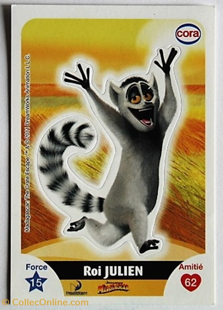 Dreamworks Cora 2011 - S053 - Madagascar - Roi Julien jeux jouets jeu de carte collectionner dreamworks cora 2011 s053 madagascar roi julien