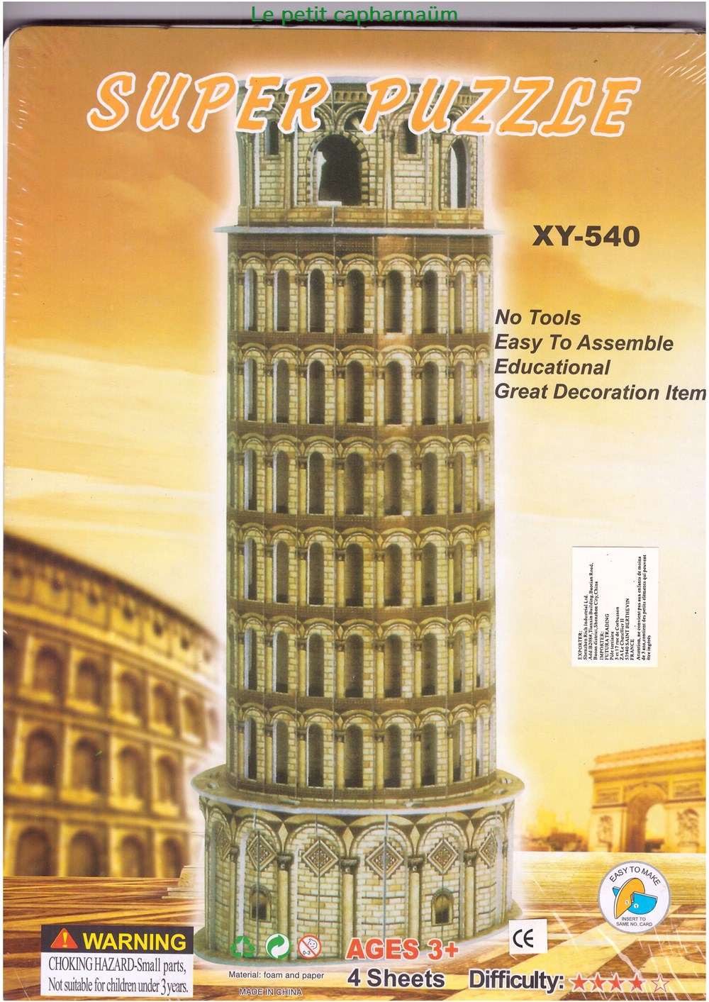 Puzzle 3D - La tour de Pise jeux societe jouets casse tete puzzle 3d la tour de pise
