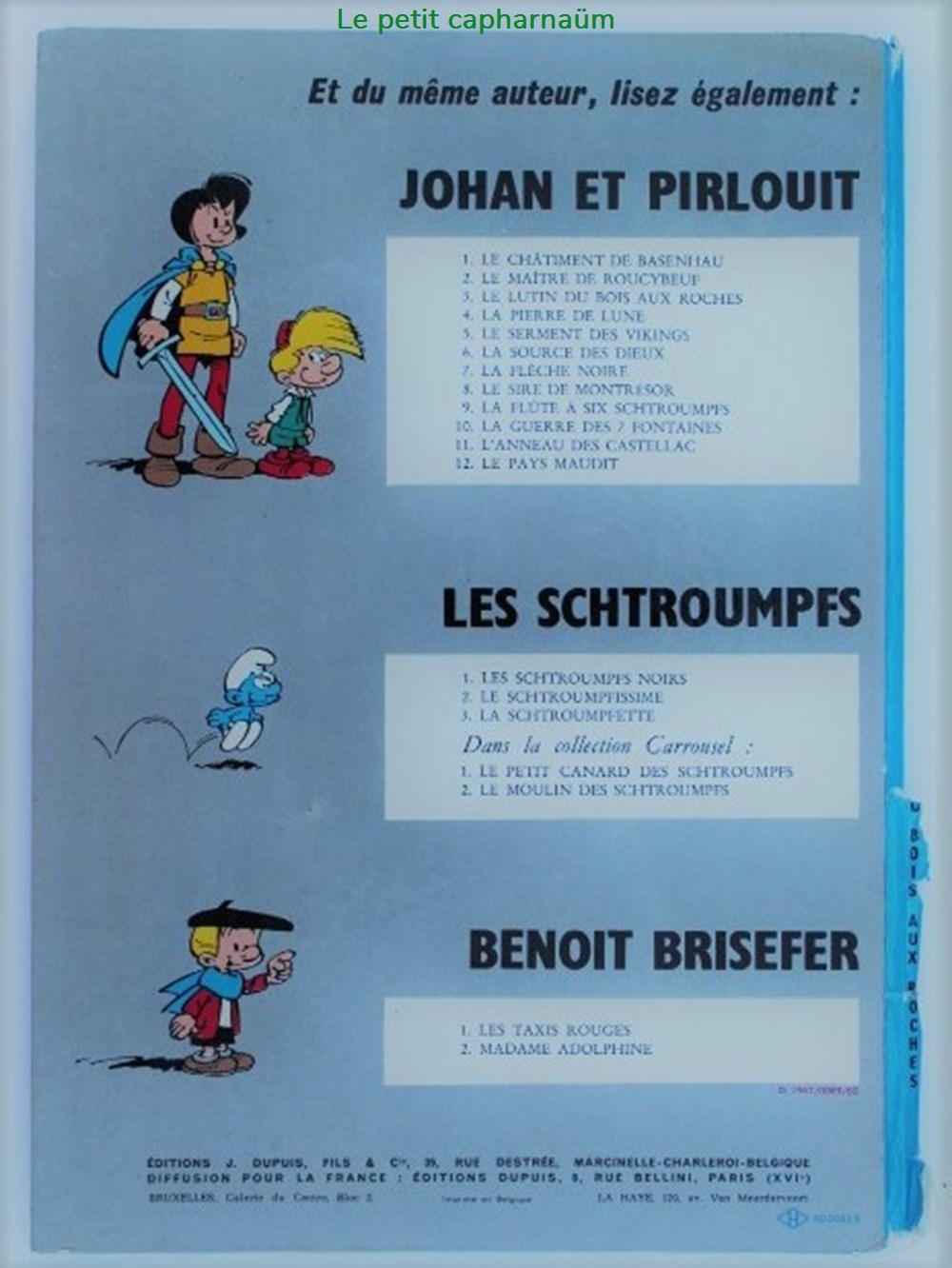 Johan et Pirlouit - 03 - Le lutin du bois aux roches - Rééd. 1967 4 livres bd revues bandes dessinees johan et pirlouit 03 le lutin du bois aux roches reed 1967