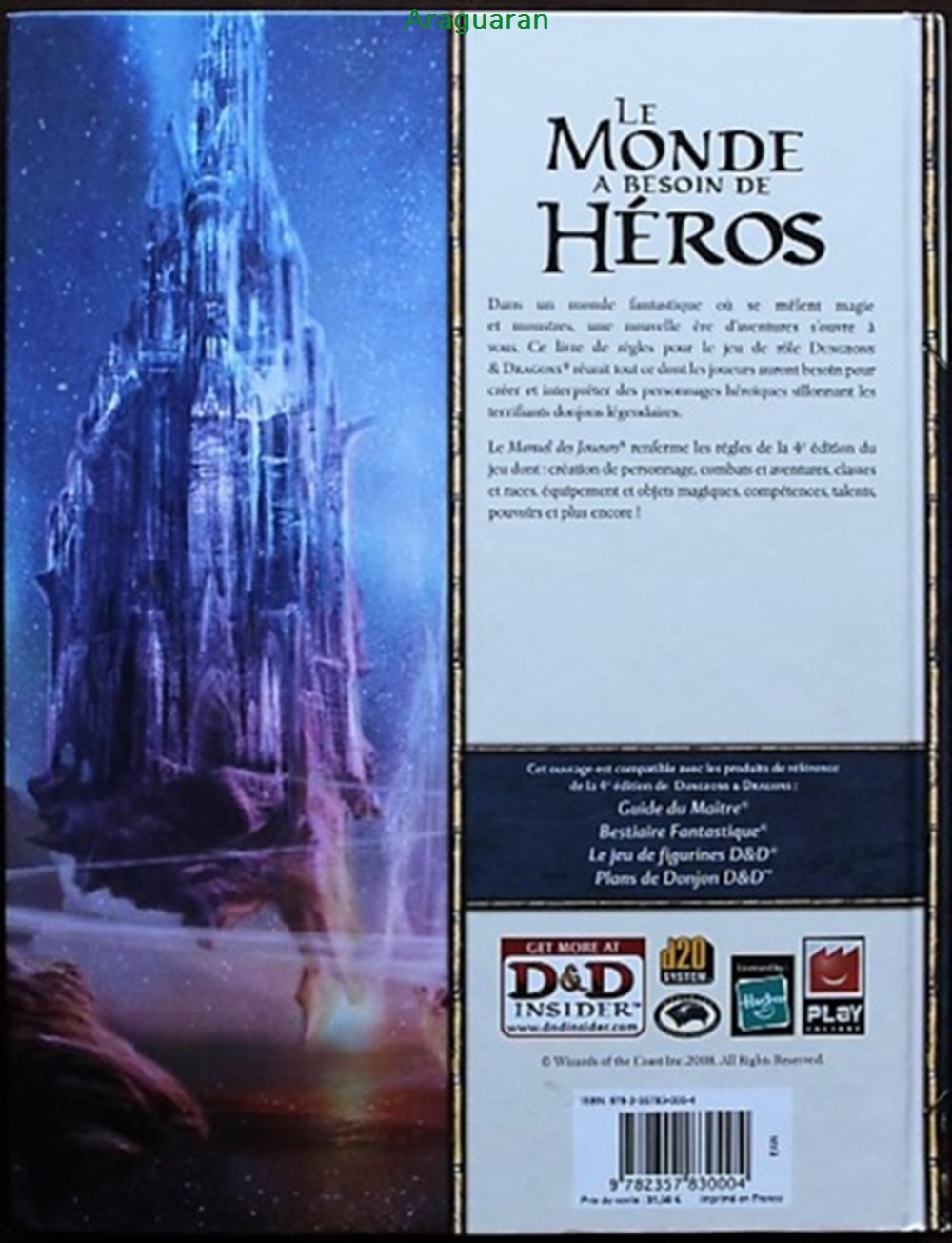 Jeu de rôle - D&D4 - Manuel des joueurs jeux societe jouets roles jeu de role d d4 manuel des joueurs