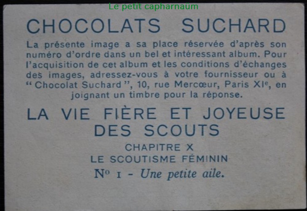 Image / Chromo - La vie fière et joyeuse des scouts - X-01 - Une petite aile documents anciens chromos images alimentaires image chromo la vie fiere et joyeuse des scouts x 01 une petite aile