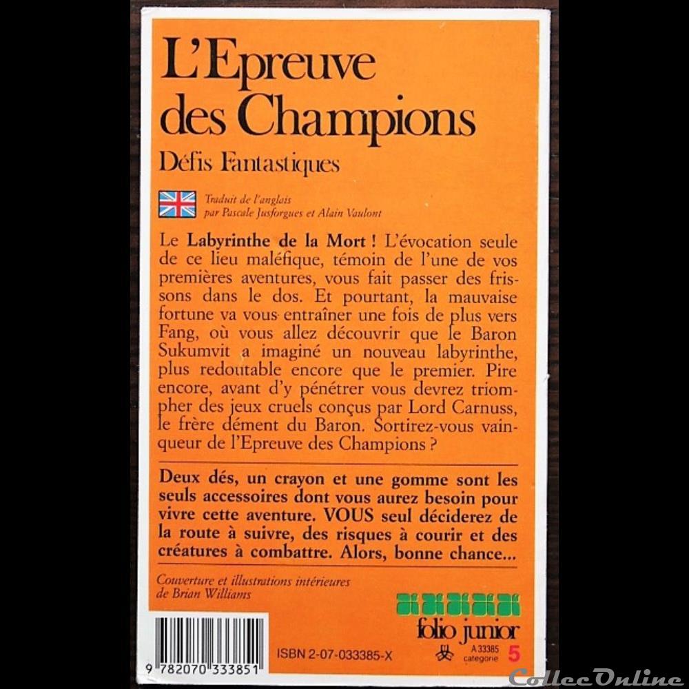 jeux societe jouets livre dont vous etes le heros ldvelh defis fantastiques 21 epreuve des champions