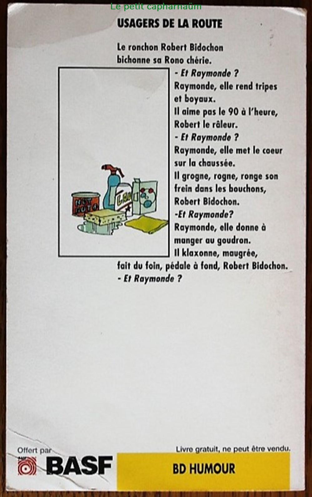 livres bd revues bandes dessinees les bidochon 10 usagers de la route livre de poche 1997 publicitaire basf