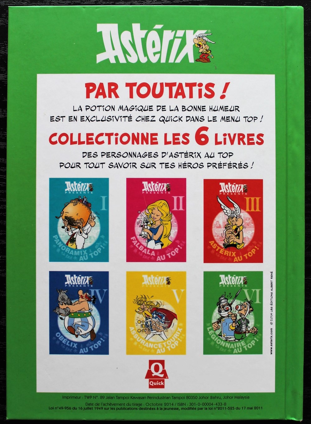Mini Album Publicitaire Quick - Astérix - 6 - Légionnaire au top ! - EO 2014 livres bd revues bandes dessinees mini album publicitaire quick asterix 6 legionnaire au top eo 2014