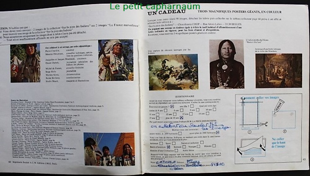 Sur la piste des indiens - Album collecteur d'images Coop 1976 8 documents anciens chromos sur la piste des indiens album collecteur images coop 1976