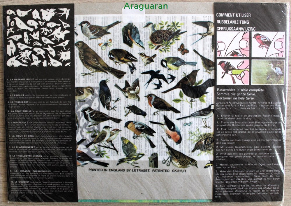 divers decorations magnets autocollants decalcomanies decorama letraset action transfers oiseaux des jardins et parcs
