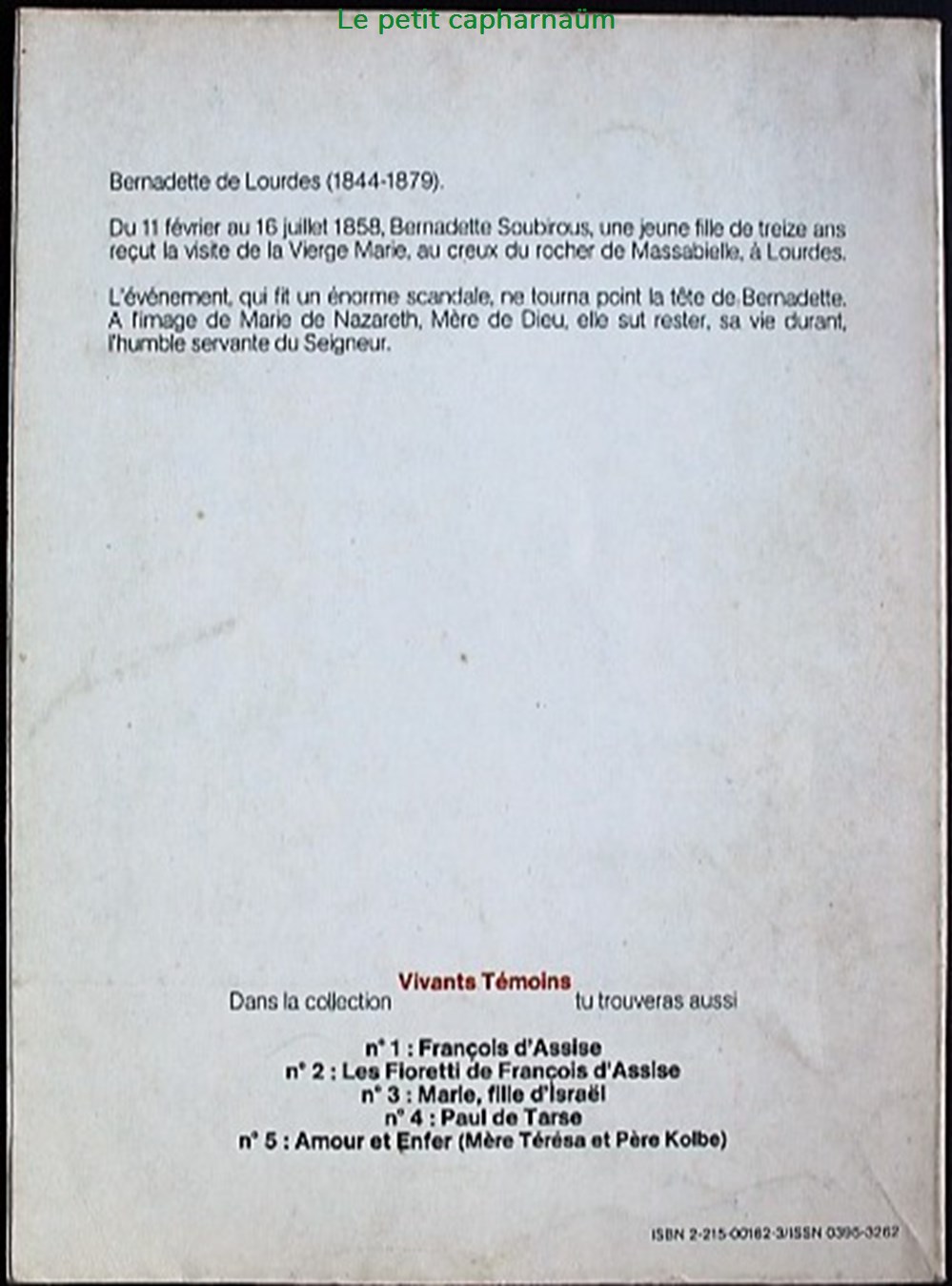 Vivants témoins - 06 - Bernadette de Lourdes - EO 1977 livres bd revues bandes dessinees vivants temoins 06 bernadette de lourdes eo 1977
