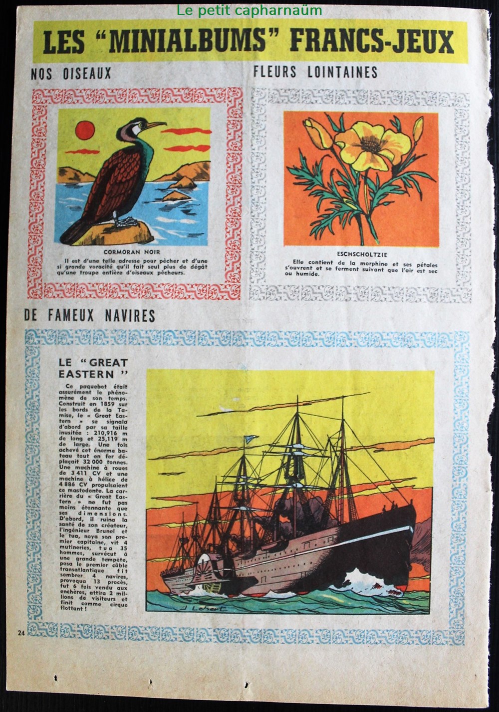 documents anciens chromos images mini albums francs jeux planches oiseaux fleurs lointaines fameux navires serie 2