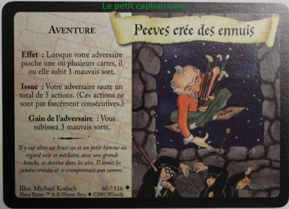 TCG Harry Potter - Set de base - 060 - Peeves crée des ennuis - Peu commune jeux societe jouets jeu carte collectionner tcg harry potter set de base 060 peeves cree des ennuis peu commune