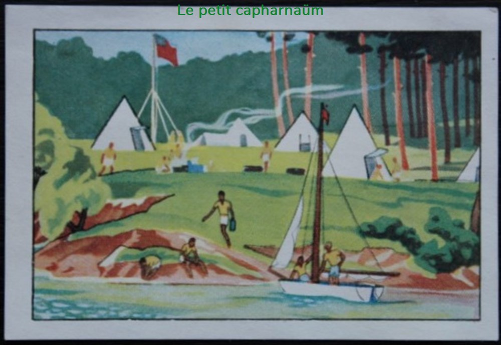 Image / Chromo - La vie fière et joyeuse des scouts - II-02 - Le premier camp de scoutisme documents anciens chromos images alimentaires image chromo la vie fiere et joyeuse des scouts ii 02 le premier camp de scoutisme