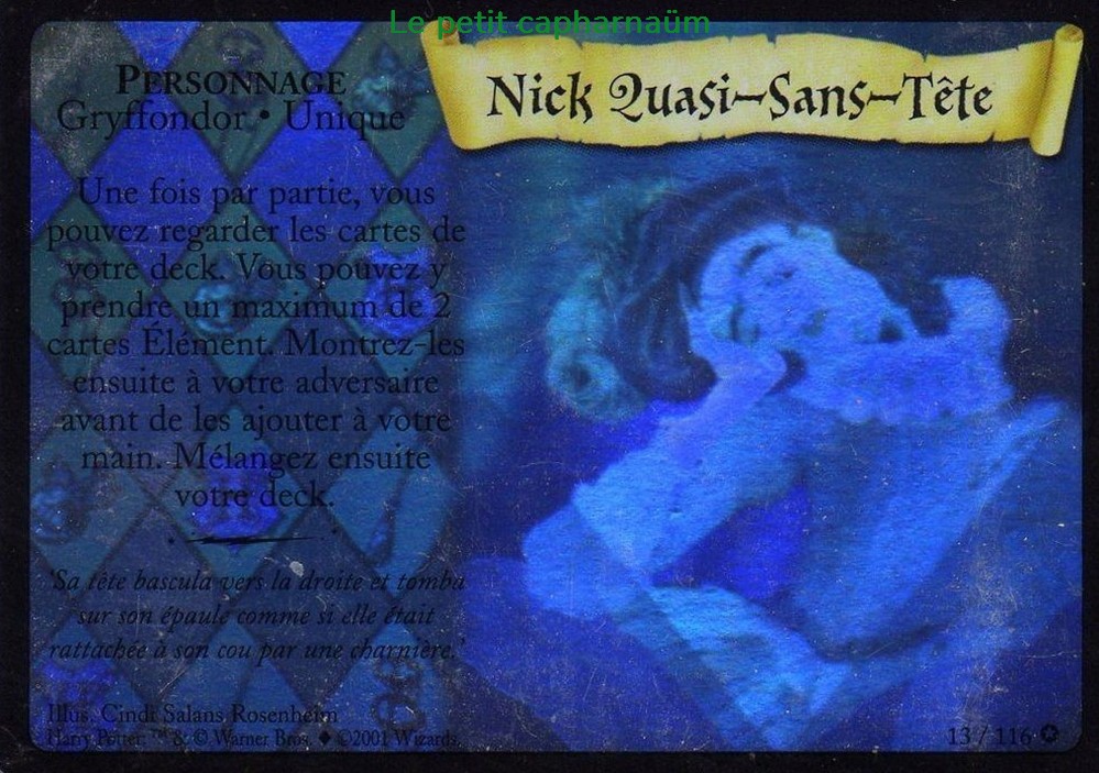 TCG Harry Potter - Set de base - 013 - Nick Quasi-Sans-Tête - Rare Holographique jeux societe jouets jeu carte collectionner tcg harry potter set de base 013 nick quasi sans tete rare holographique