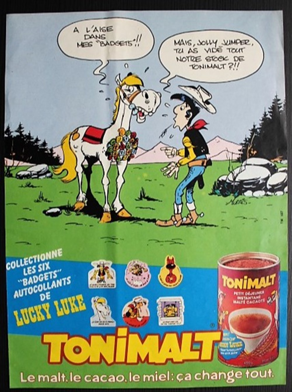 Lucky Luke - Publicité Tonimalt - Années 80 documents anciens publicites lucky luke publicite tonimalt annees 80
