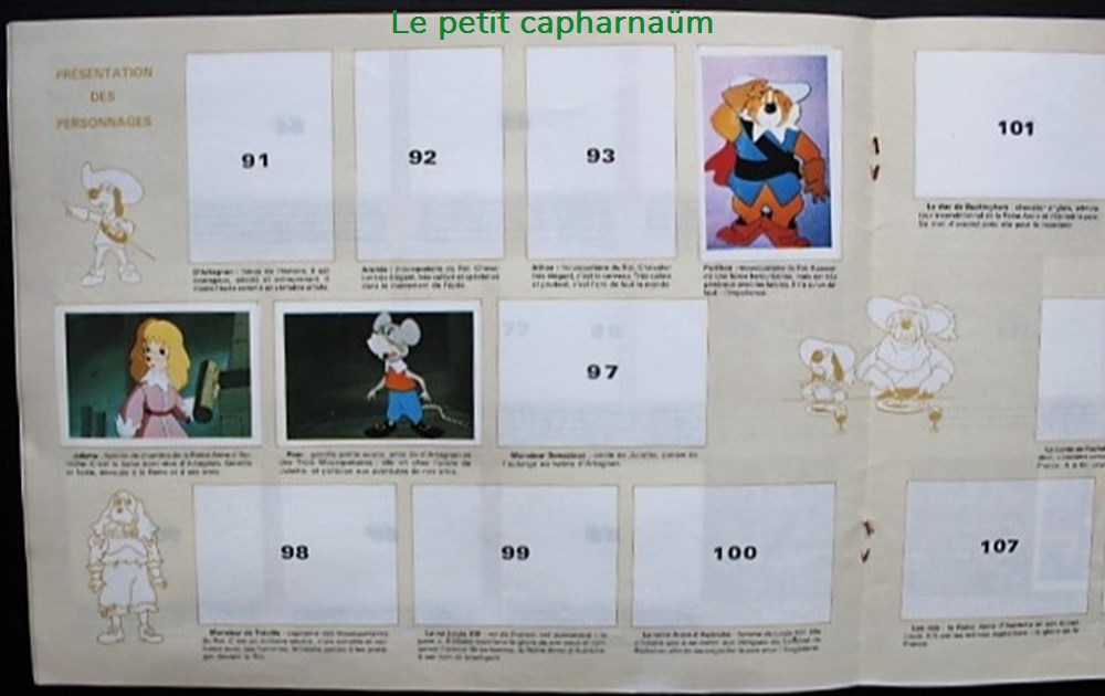 Les trois mousquetaires - Album collecteur de vignettes - A.G.E. 1984 4 divers decorations magnets autocollants les trois mousquetaires album collecteur de vignettes a g e 1984