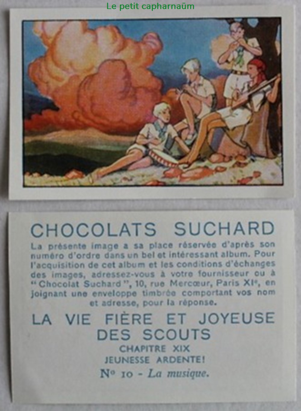 documents anciens chromos images alimentaires image chromo la vie fiere et joyeuse des scouts xix 10 la musique