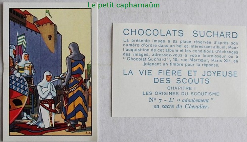 documents anciens chromos images alimentaires image chromo la vie fiere et joyeuse des scouts i 07 adoubement ou sacre du chevalier