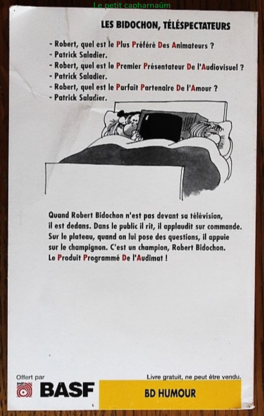 livres bd revues bandes dessinees les bidochon 12 telespectateurs livre de poche 1997 publicitaire basf