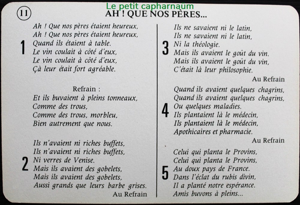 jeux societe jouets cartes chanson paillarde ah que nos peres