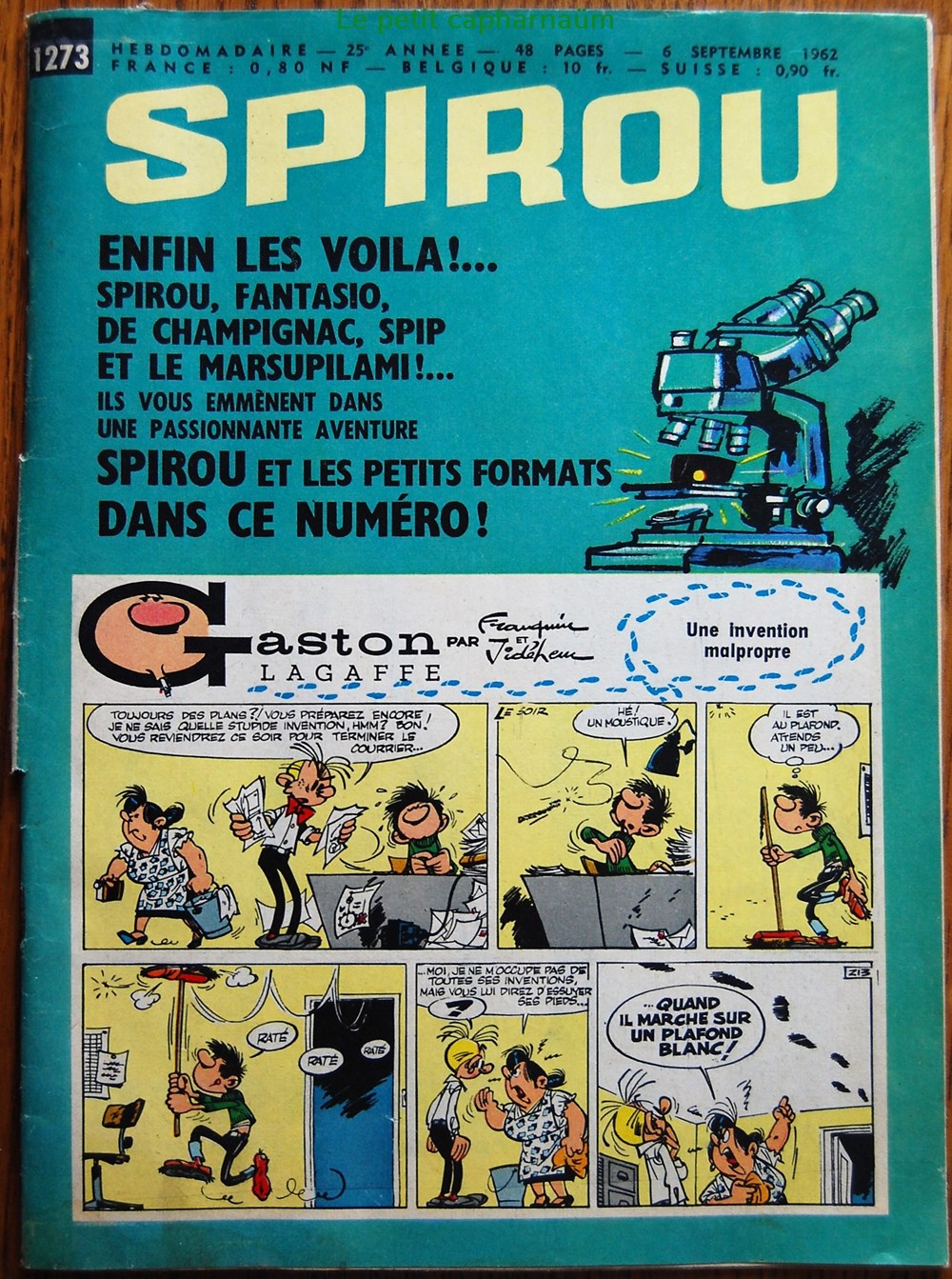 Spirou - 1273 - Couverture : Gaston Lagaffe livres bd revues spirou 1273 couverture gaston lagaffe