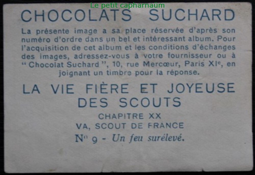Image / Chromo - La vie fière et joyeuse des scouts - XX-09 - Un feu surélevé documents anciens chromos images alimentaires image chromo la vie fiere et joyeuse des scouts xx 09 un feu sureleve